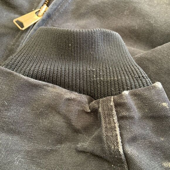 Carhartt Hooded Jacket Mens 3XL Tall Black Quilt-Lined Canvas Workwear Black - Picture 6 of 7